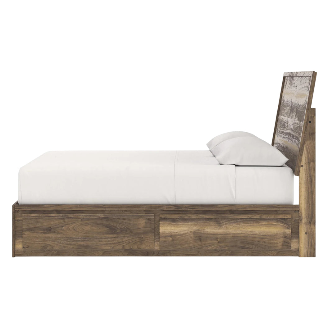 Lit complet en bois/MDF brun noyer avec 4 tiroirs Simple / Double / Grand / Très grand - Chirason