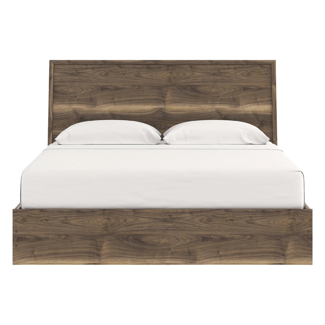 Lit complet en bois/MDF brun noyer Simple / Double / Grand / Très grand - Chirason