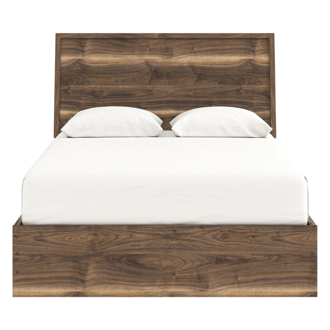 Lit complet en bois/MDF brun noyer avec 4 tiroirs Simple / Double / Grand / Très grand - Chirason