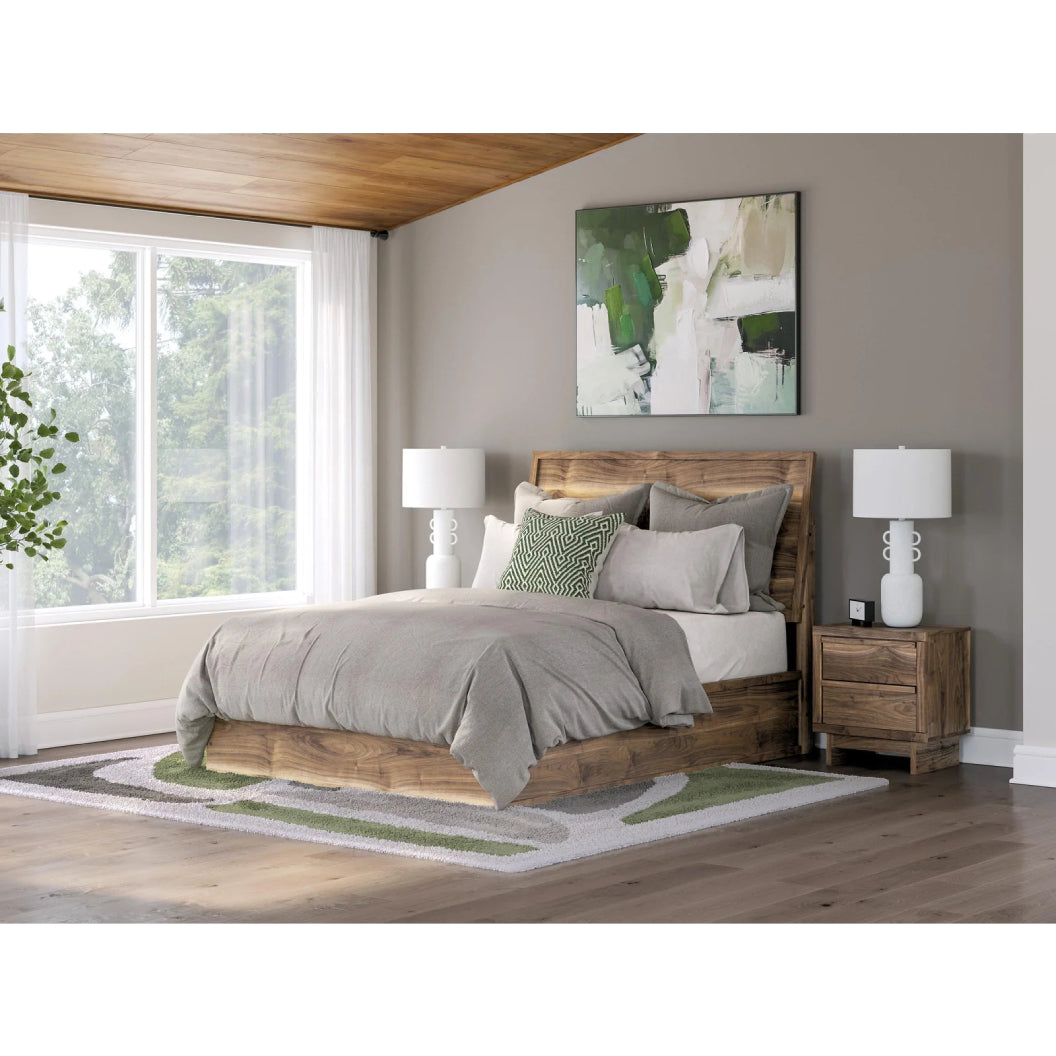 Lit complet en bois/MDF brun noyer Simple / Double / Grand / Très grand - Chirason