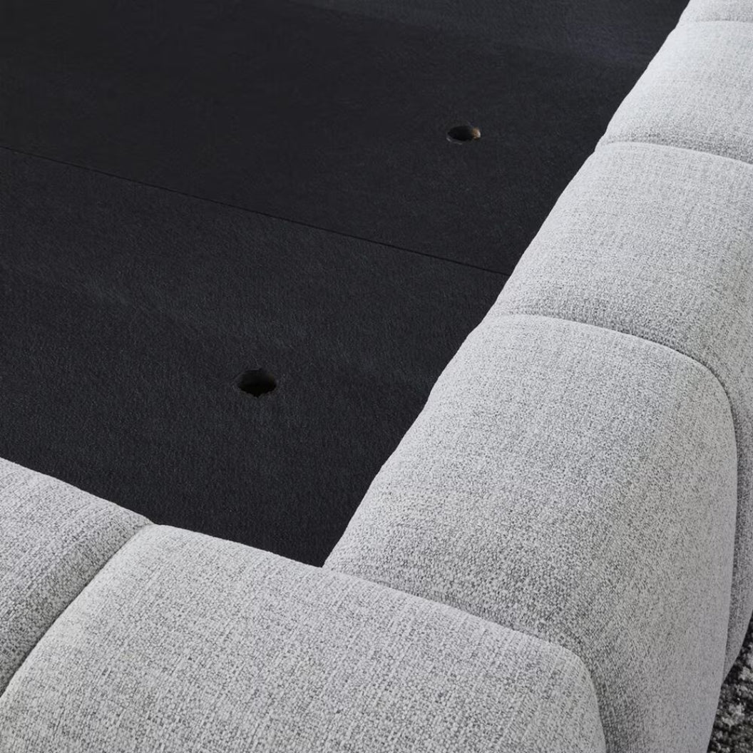 Lit complet rembourré en tissu gris pâle Grand / Très grand - Grendusk