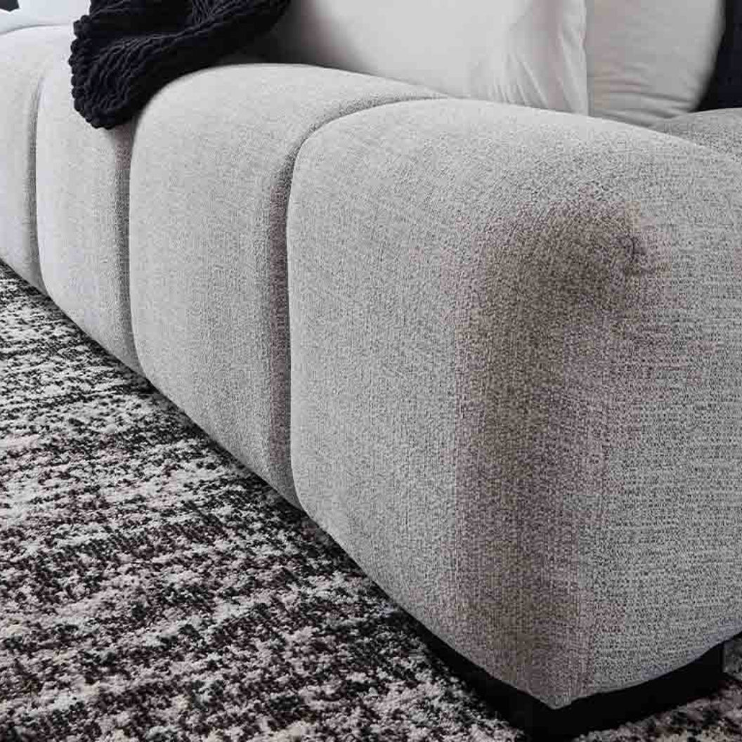 Lit complet rembourré en tissu gris pâle Grand / Très grand - Grendusk