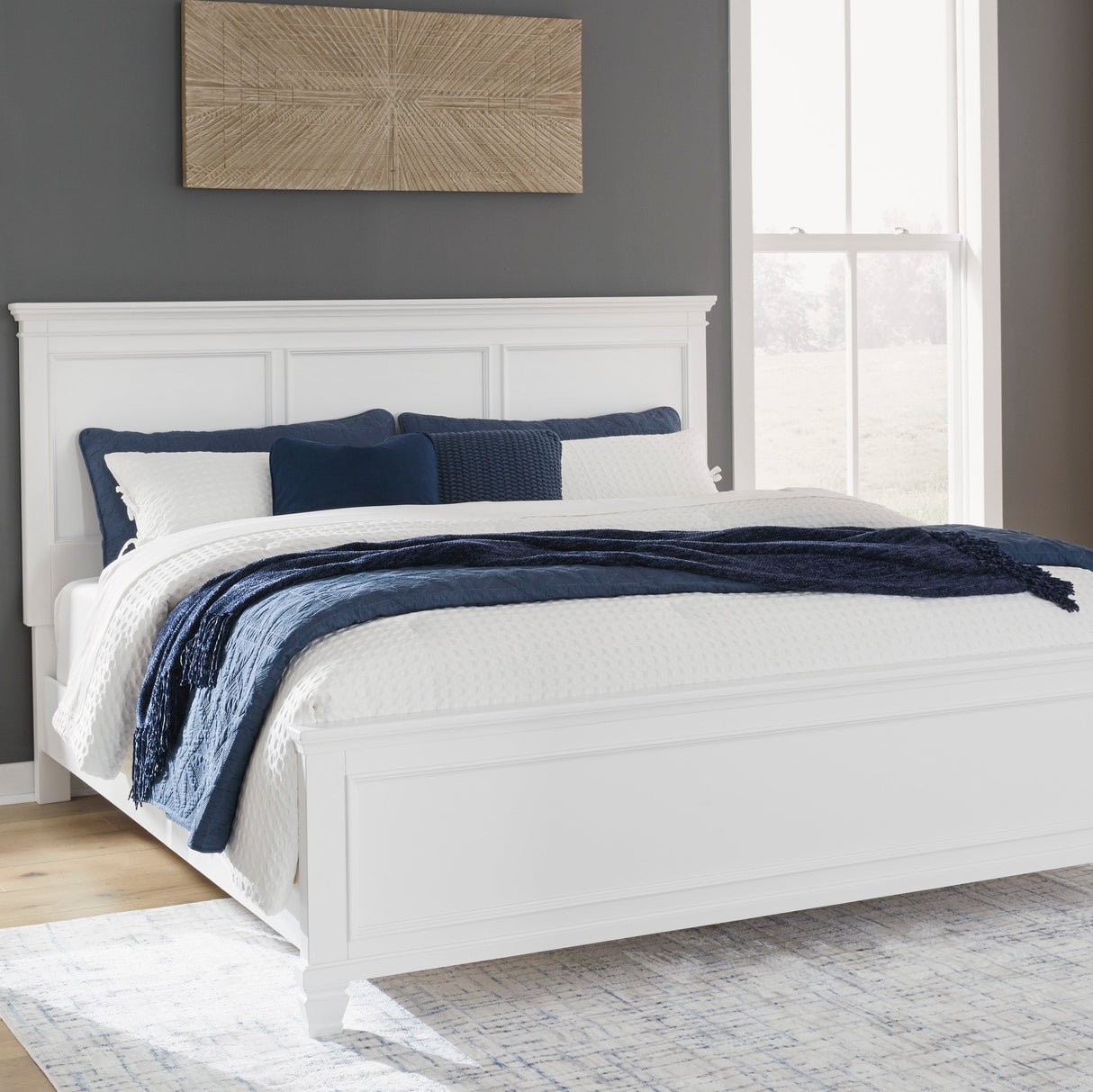 Lit complet en bois/MDF blanc Simple / Double / Grand / Très grand - Fortman