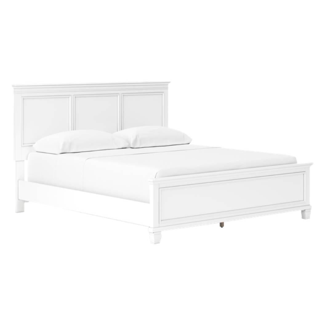 Lit  très grand complet en bois blanc - Fortman