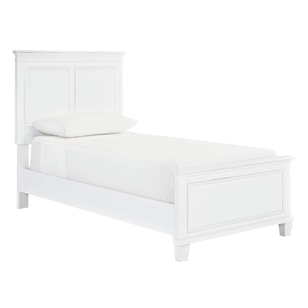 Lit  simple complet en bois blanc - Fortman