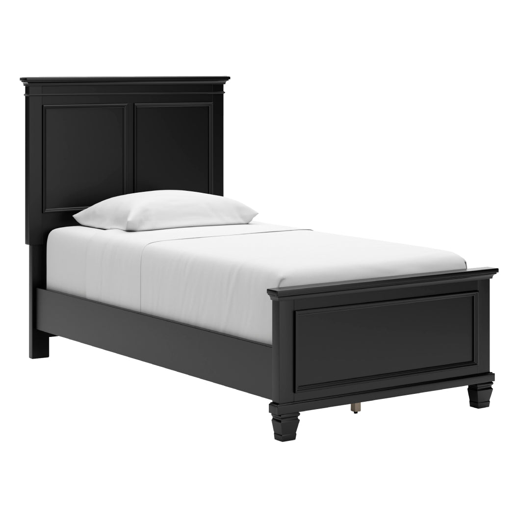 Lit complet en bois/placage noir Simple / Double / Grand / Très grand - Lanolee