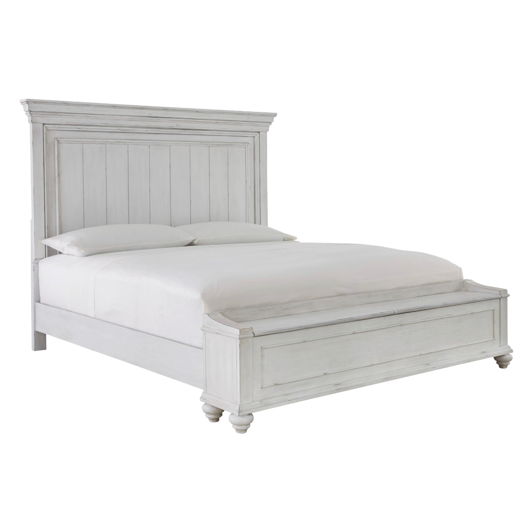 Lit complet Grand avec rangement en bois blanc