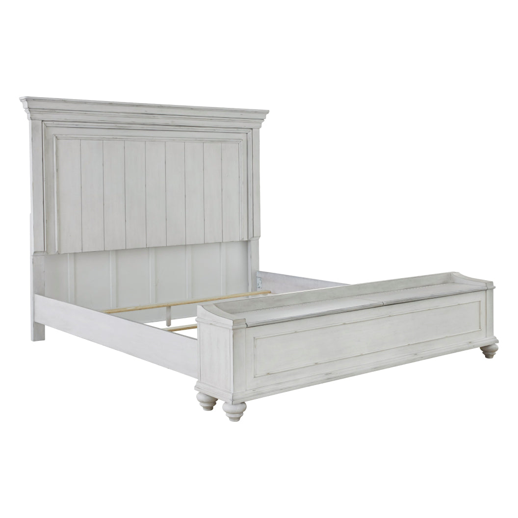 Lit complet Grand avec rangement en bois blanc