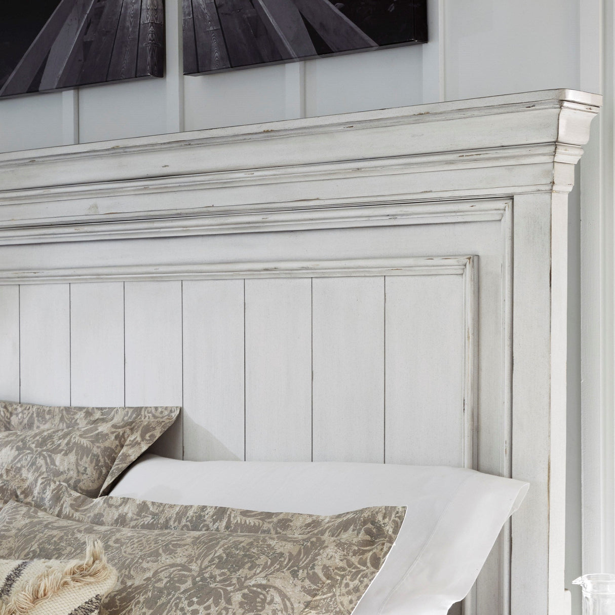 Lit complet en bois/placage blanc avec rangement Grand lit - Kanwyn