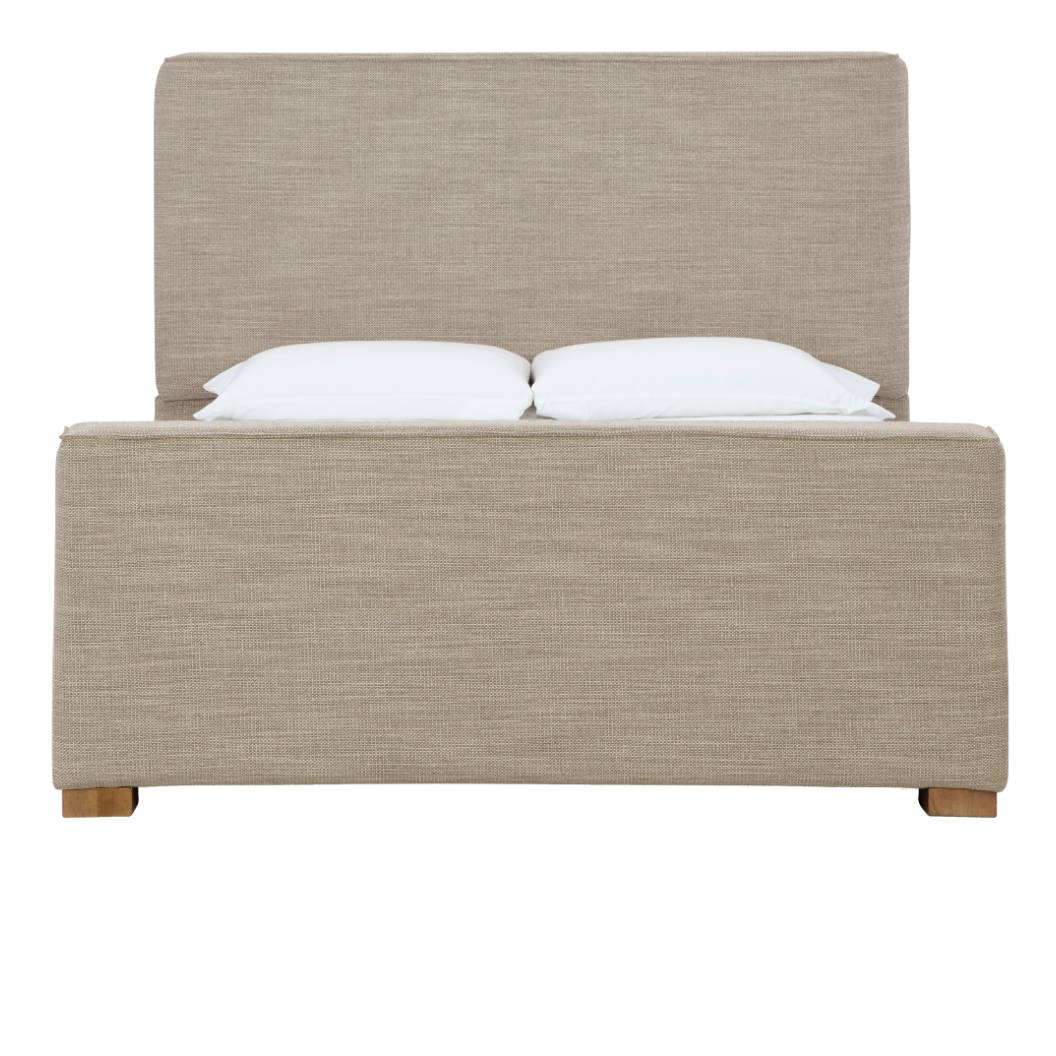 Lit  complet très grand rembourré en tissu beige - Dakmore