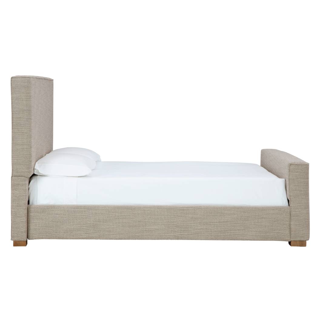 Lit  complet très grand rembourré en tissu beige - Dakmore