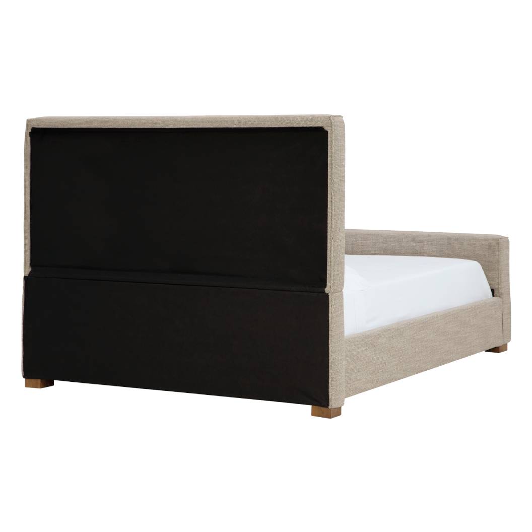 Lit  complet très grand rembourré en tissu beige - Dakmore