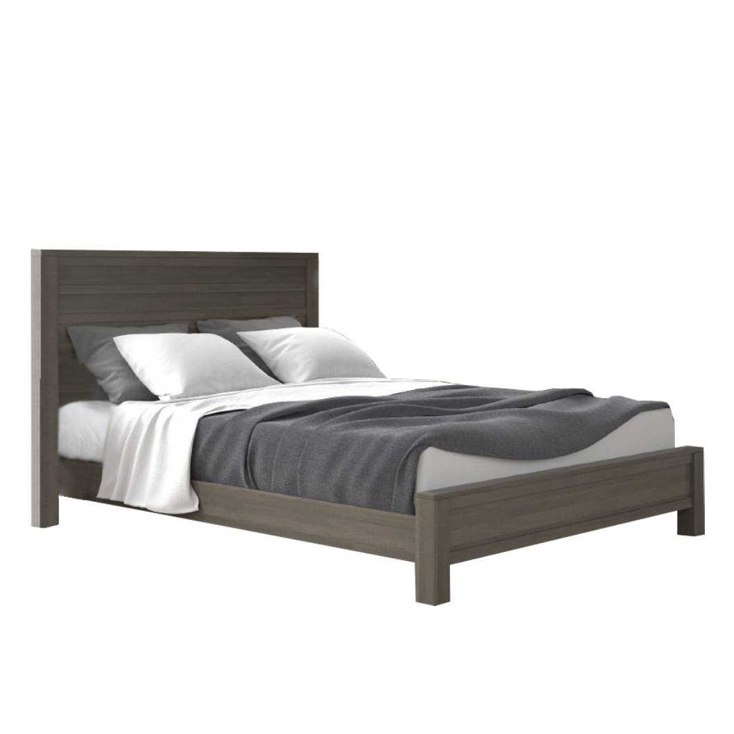 Lit complet grand et placage en gris - Série 8600