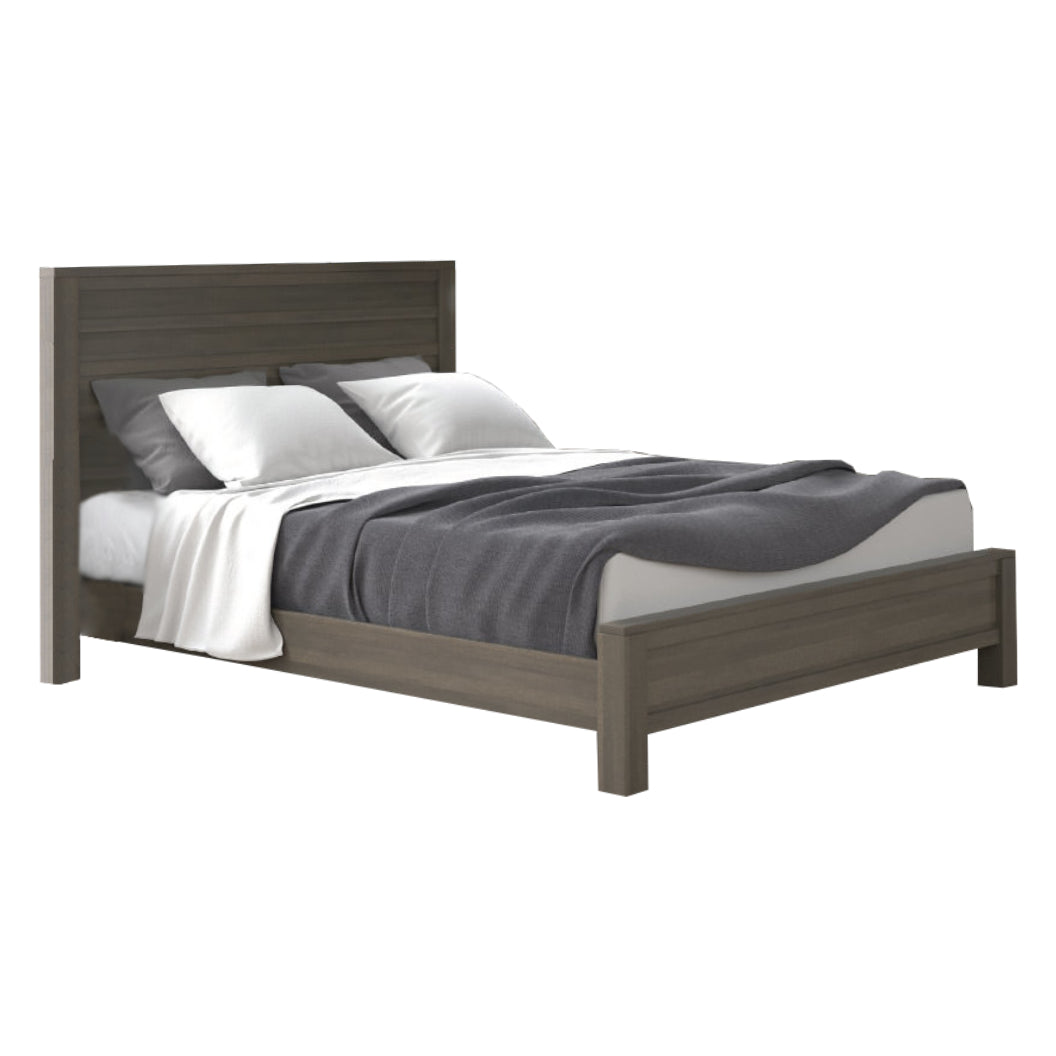 Lit complet en bois et placage gris ardoise Série 8600 - Grand