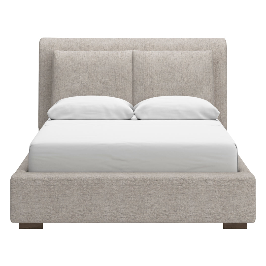 Lit complet rembourré en tissu gris pâle Grand / Très grand - Cabalynn