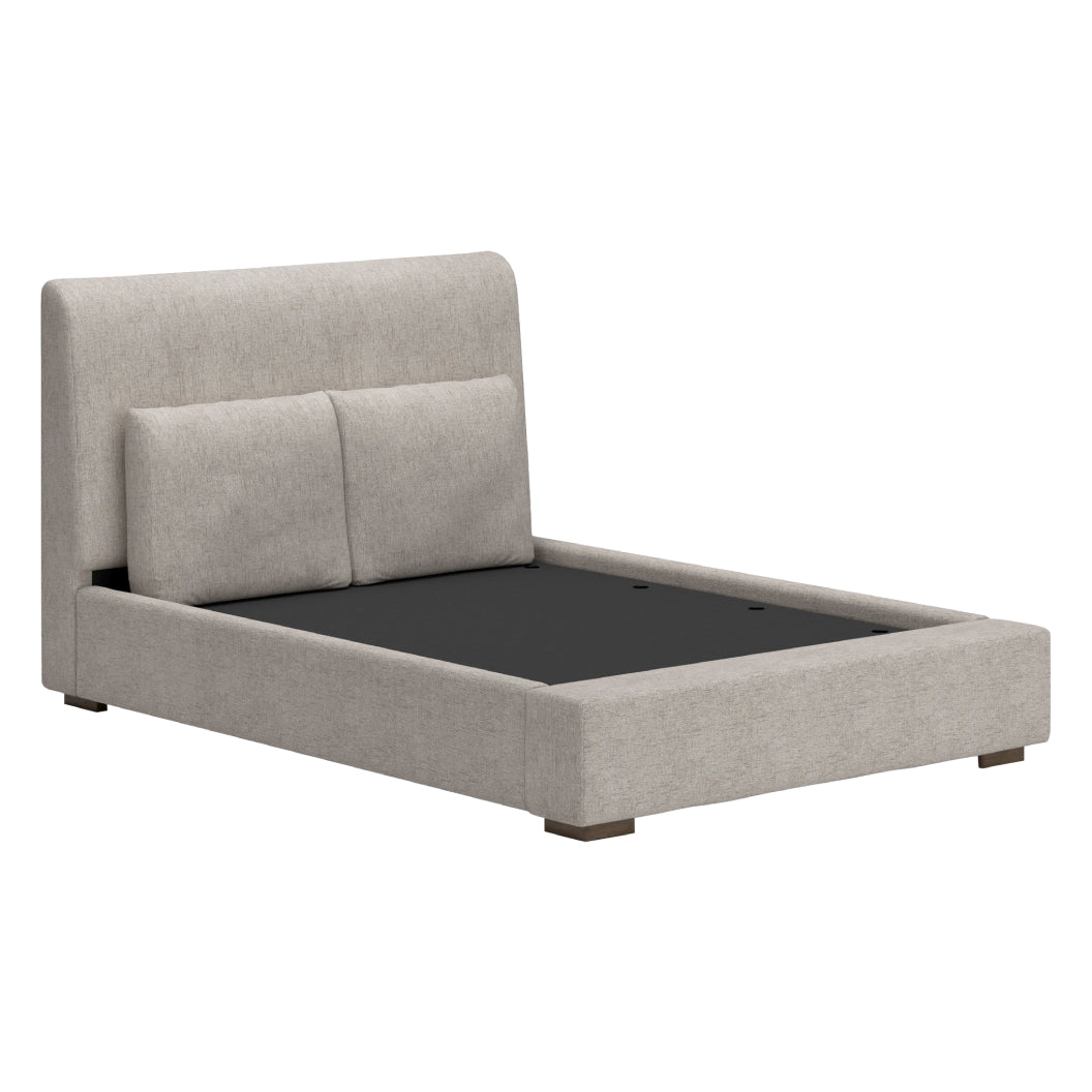 Lit complet rembourré en tissu gris pâle Grand / Très grand - Cabalynn