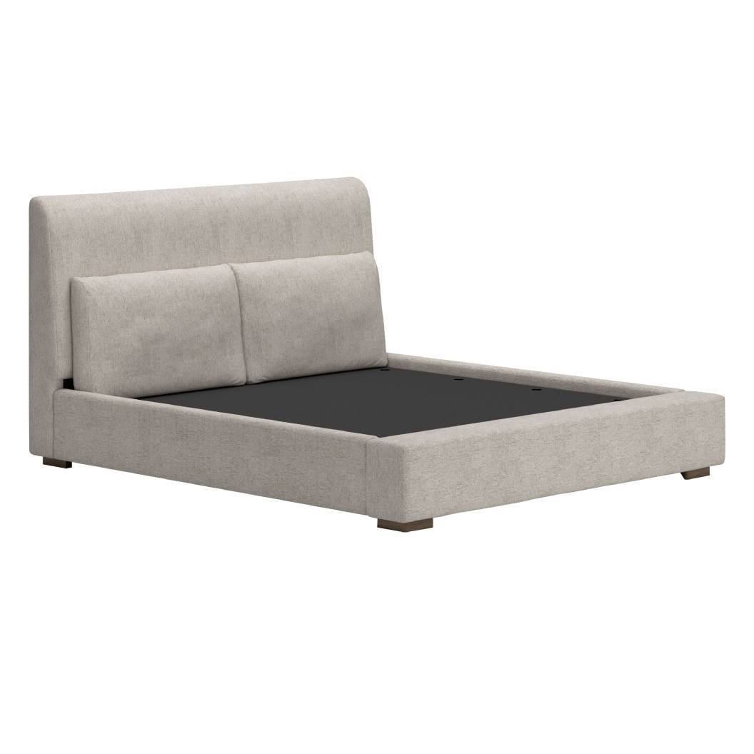 Lit très grand complet en tissu brun claire - Cabalynn