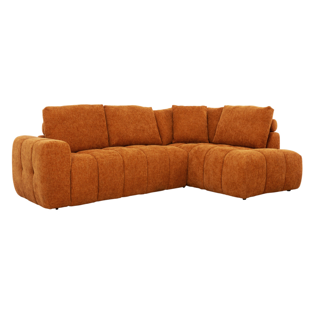 Sectionnel 2 pièces en tissu Almono Auburn avec chaise longue - Ciello