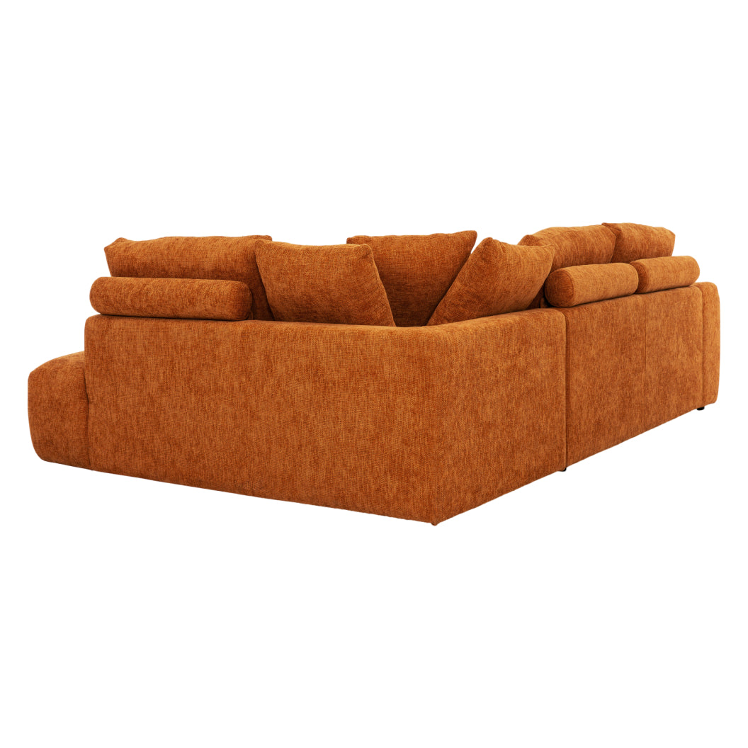 Sectionnel 2 pièces en tissu Almono Auburn avec chaise longue - Ciello
