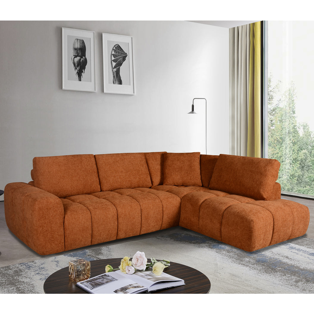 Sectionnel 2 pièces en tissu Almono Auburn avec chaise longue - Ciello