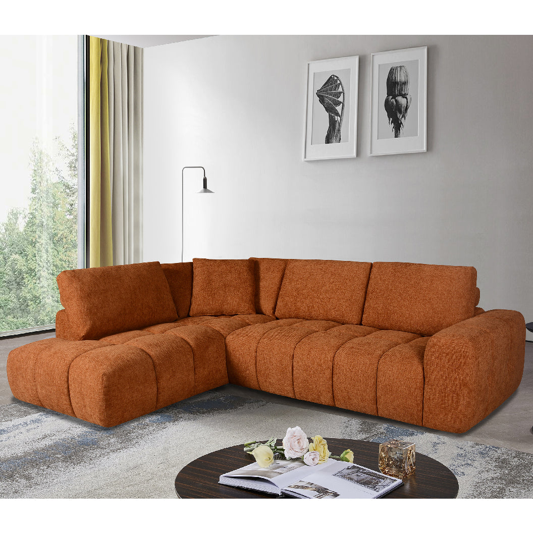 Sectionnel 2 pièces en tissu Almono Auburn avec chaise longue - Ciello