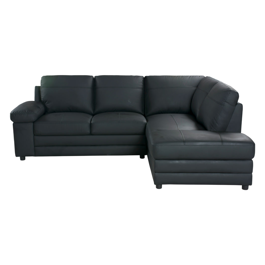 Sectionnel 2 pièces aspect cuir gris foncé avec chaise longue - Destin