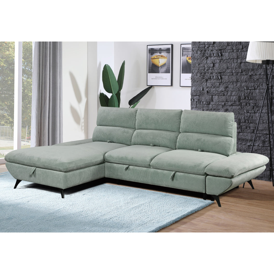 Sectionnel-lit en tissu avec rangement - Fillmore