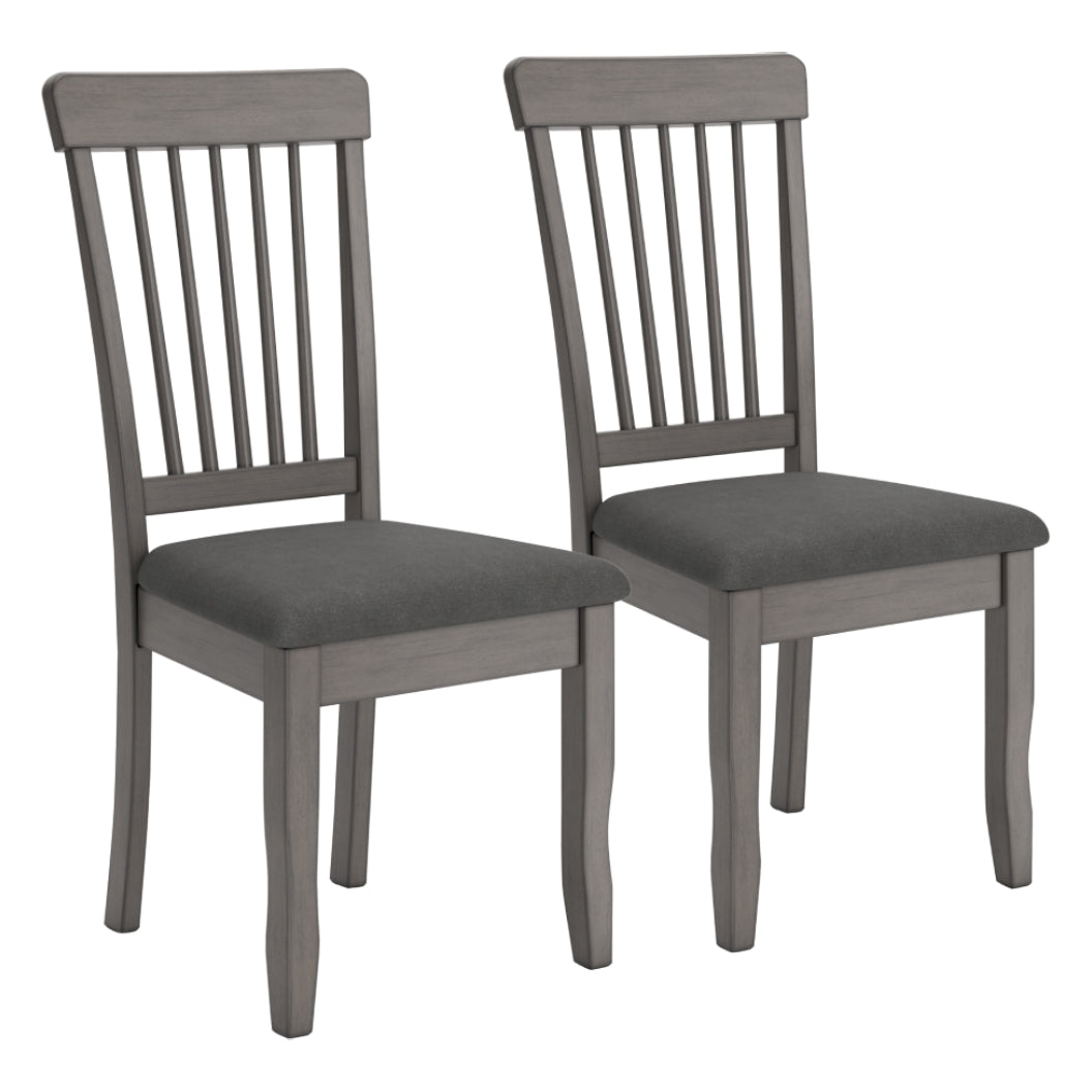 Ensemble de 2 chaises de salle à manger en bois avec assise rembourrée en tissu gris - Shullden