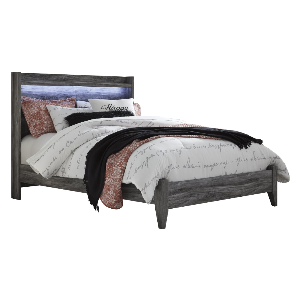 Lit complet Grand en mélamine et bois gris