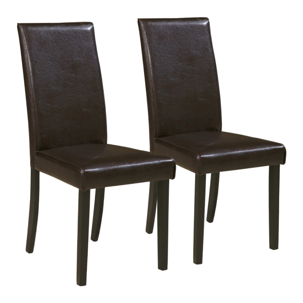 Ensemble de 2 chaises de salle à manger rembourrées aspect cuir brun foncé - Kimonte