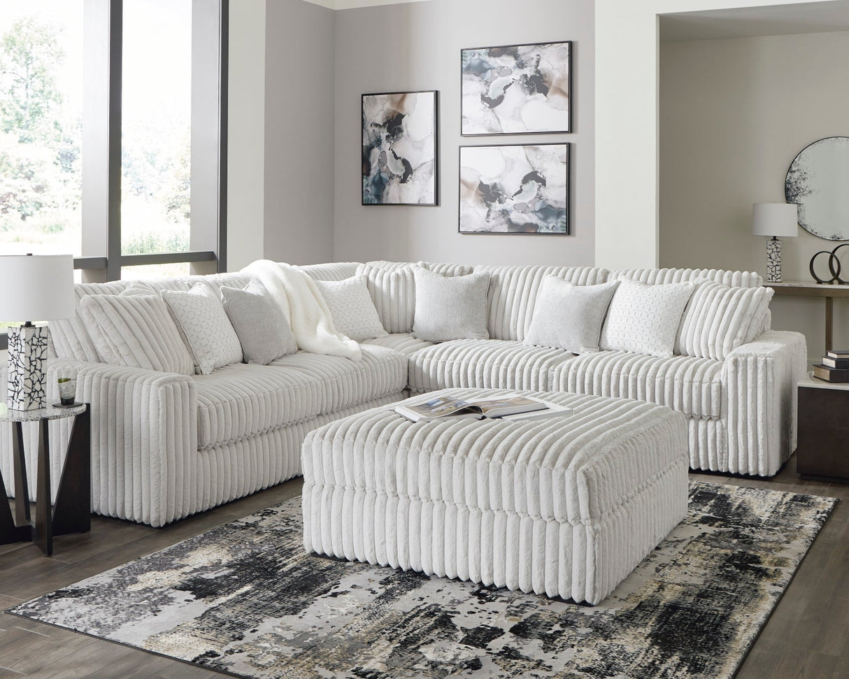 Sectionnel 3 pièces en velours côtelé blanc avec coussins - Stupendous