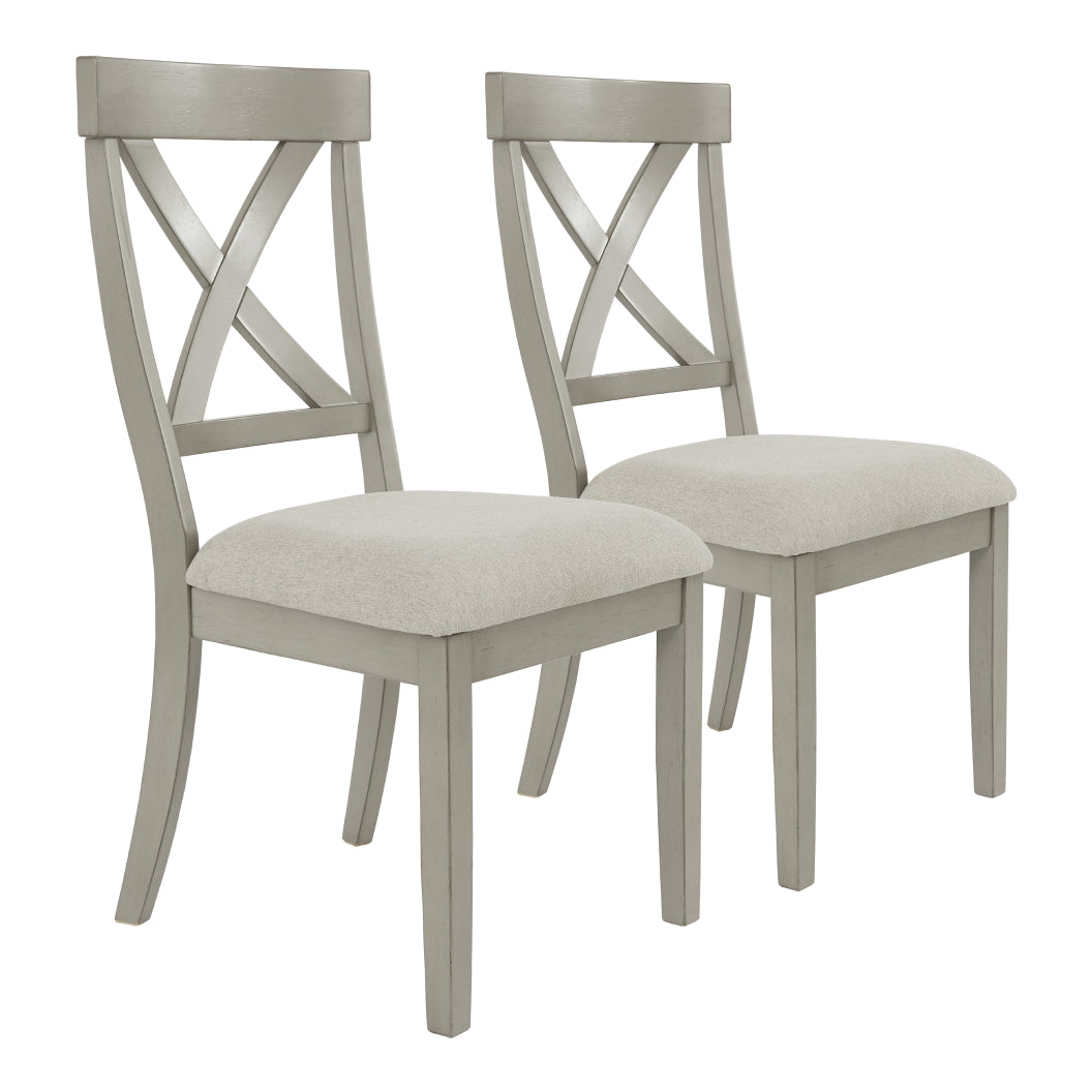 Ensemble de 2 chaises de salle à manger en bois avec assise rembourrée en tissu beige pâle - Parellen