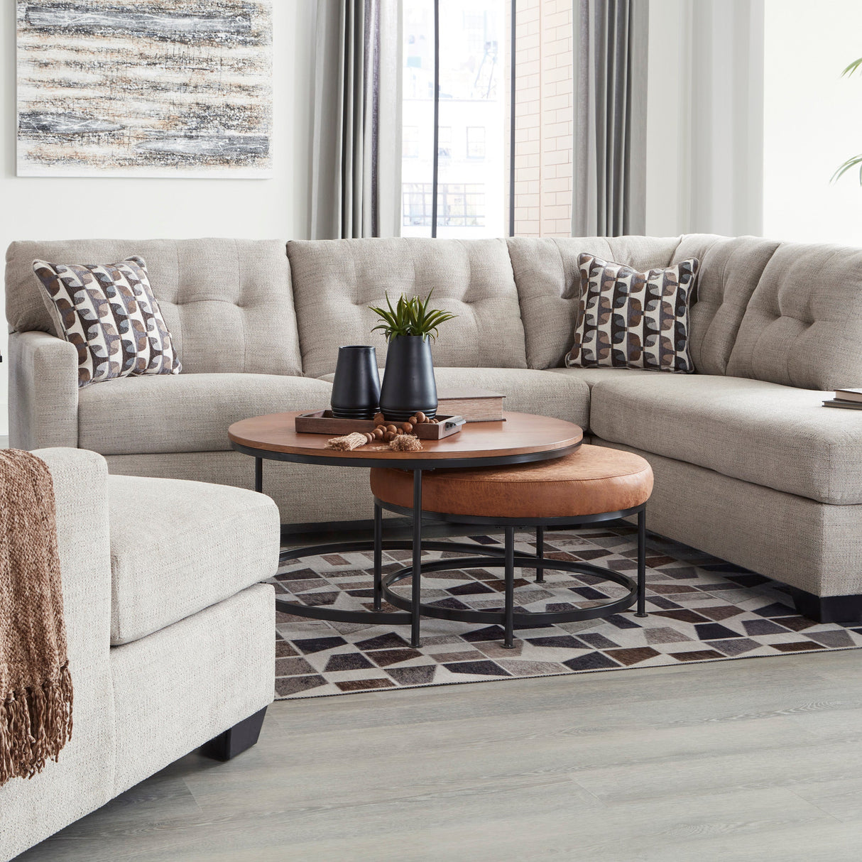 Sectionnel surdimensionné 2 pièces en tissu avec chaise longue - Mahoney