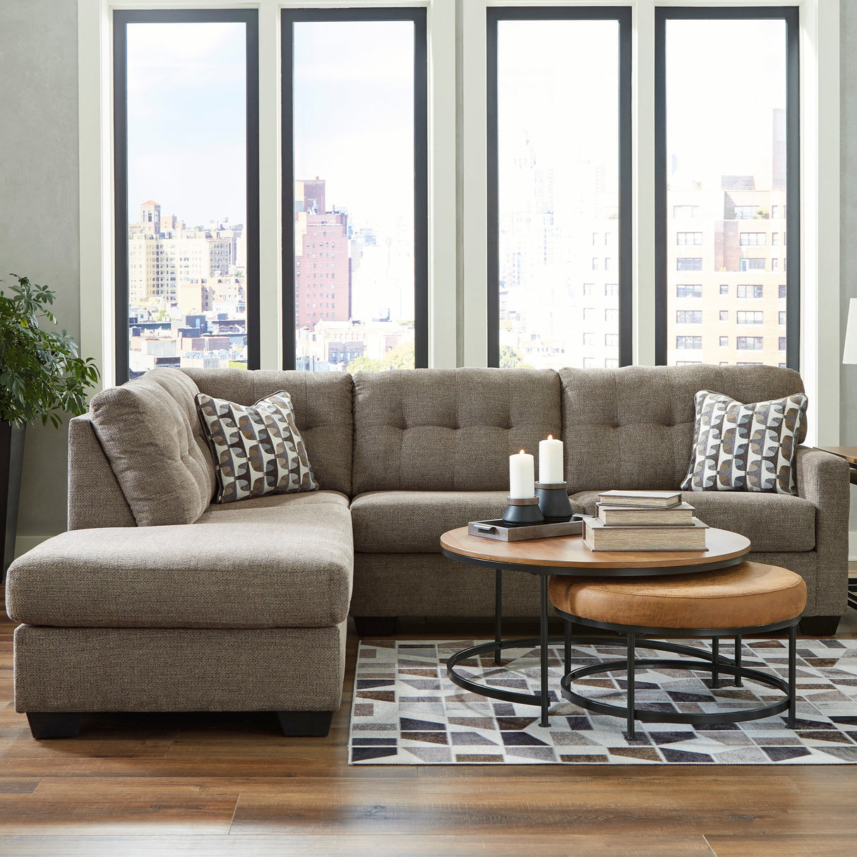 Sectionnel surdimensionné 2 pièces en tissu avec chaise longue - Mahoney