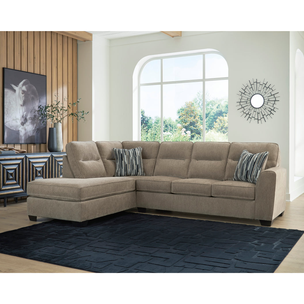 Sectionnel 2 pièces en tissu avec chaise longue et coussins - Olten