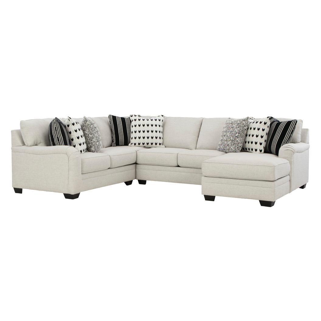 Sectionnel 4 pièces en tissu gris pâle avec chaise longue - Huntsworth