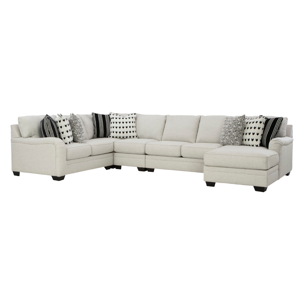 Sectionnel 5 pièces en tissu gris pâle avec chaise longue - Huntsworth