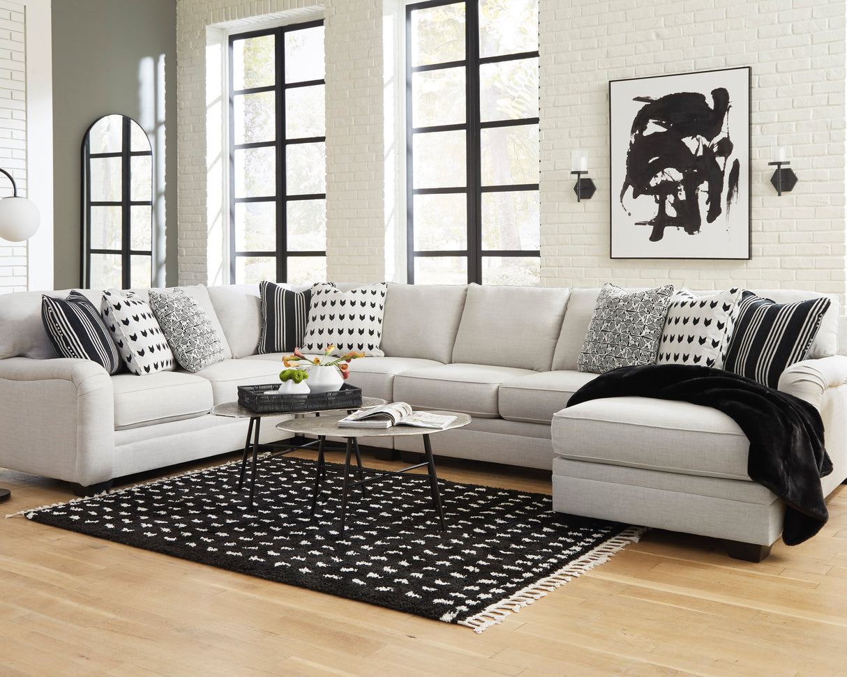 Sectionnel 5 pièces en tissu gris pâle avec chaise longue - Huntsworth