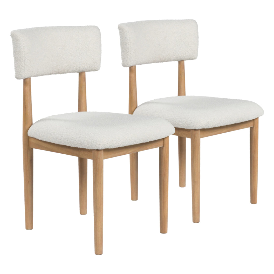 Ensemble de 2 chaises de salle à manger rembourrées en tissu blanc - Sawdyn