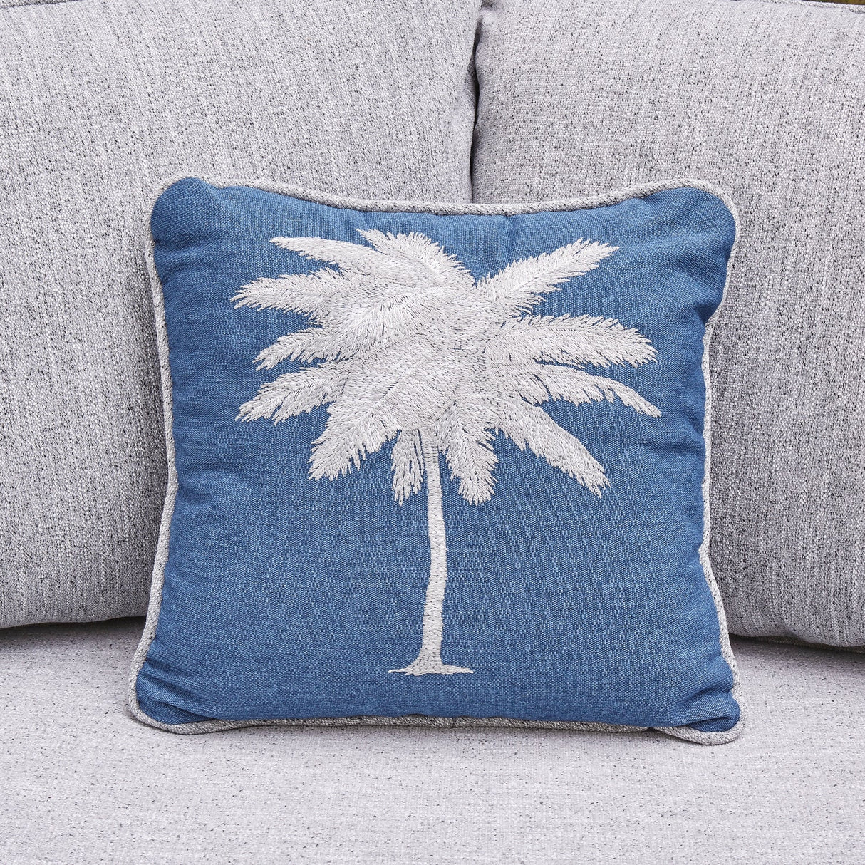 Sectionnel extérieur 3 pièces en tissu Nuvella et en osier gris pâle avec coussins - Naples Beach