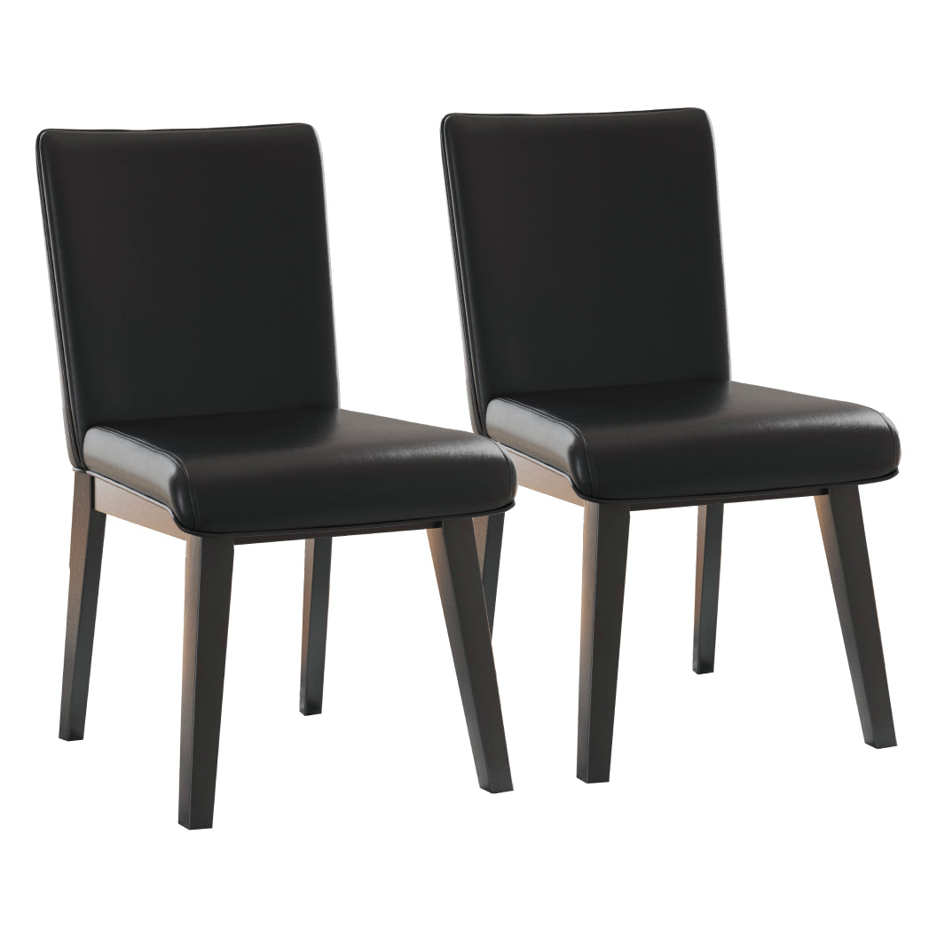 Ensemble de 2 chaises de salle à manger rembourrées aspect cuir noir - Jettaya