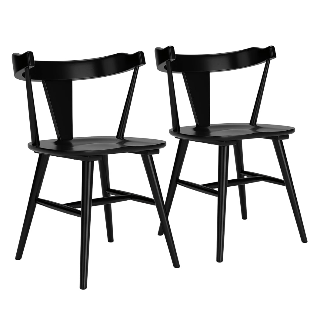 Ensemble de 2 chaises de salle à manger en bois noir - Gretlynn