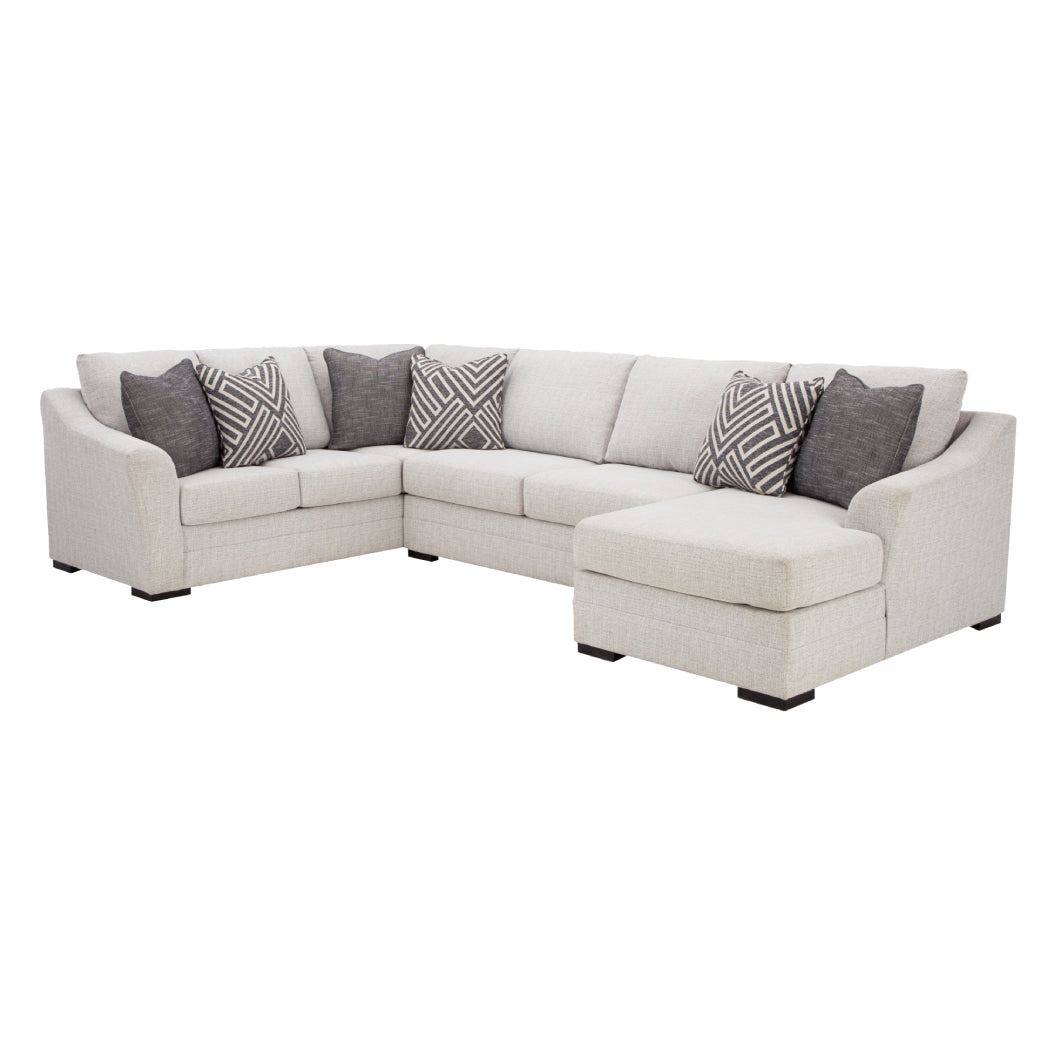 Sectionnel 3 pièces en tissu gris pâle avec chaise longue - Koralynn
