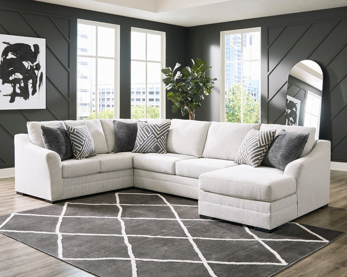 Sectionnel 3 pièces en tissu gris pâle avec chaise longue - Koralynn