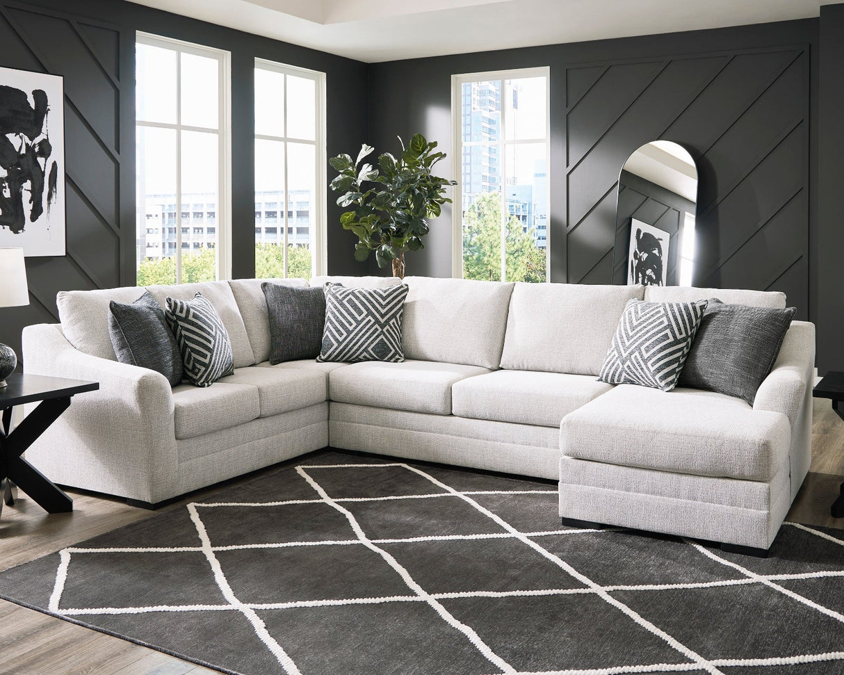 Sectionnel 3 pièces en tissu gris pâle avec chaise longue - Koralynn