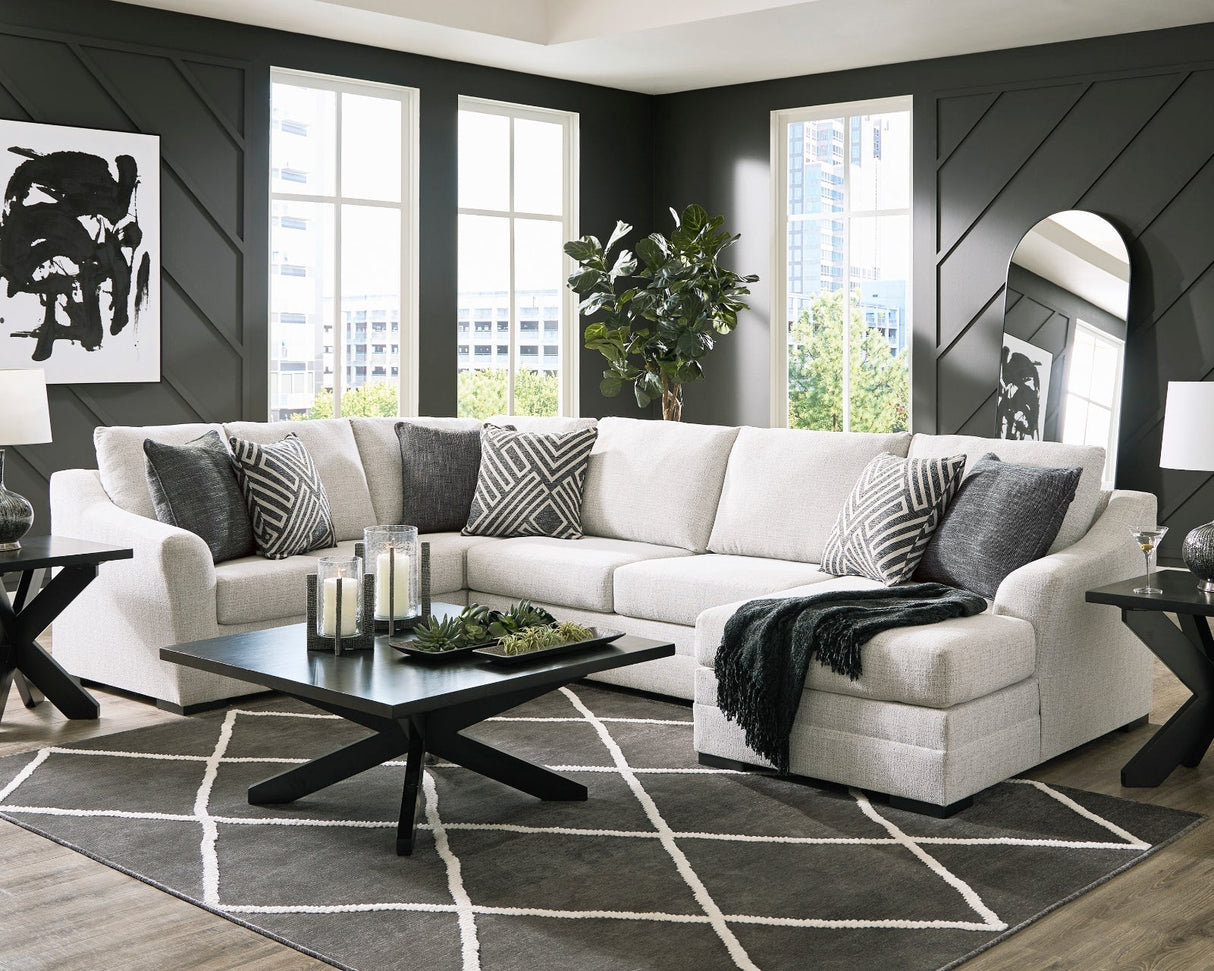 Sectionnel 3 pièces en tissu gris pâle avec chaise longue - Koralynn