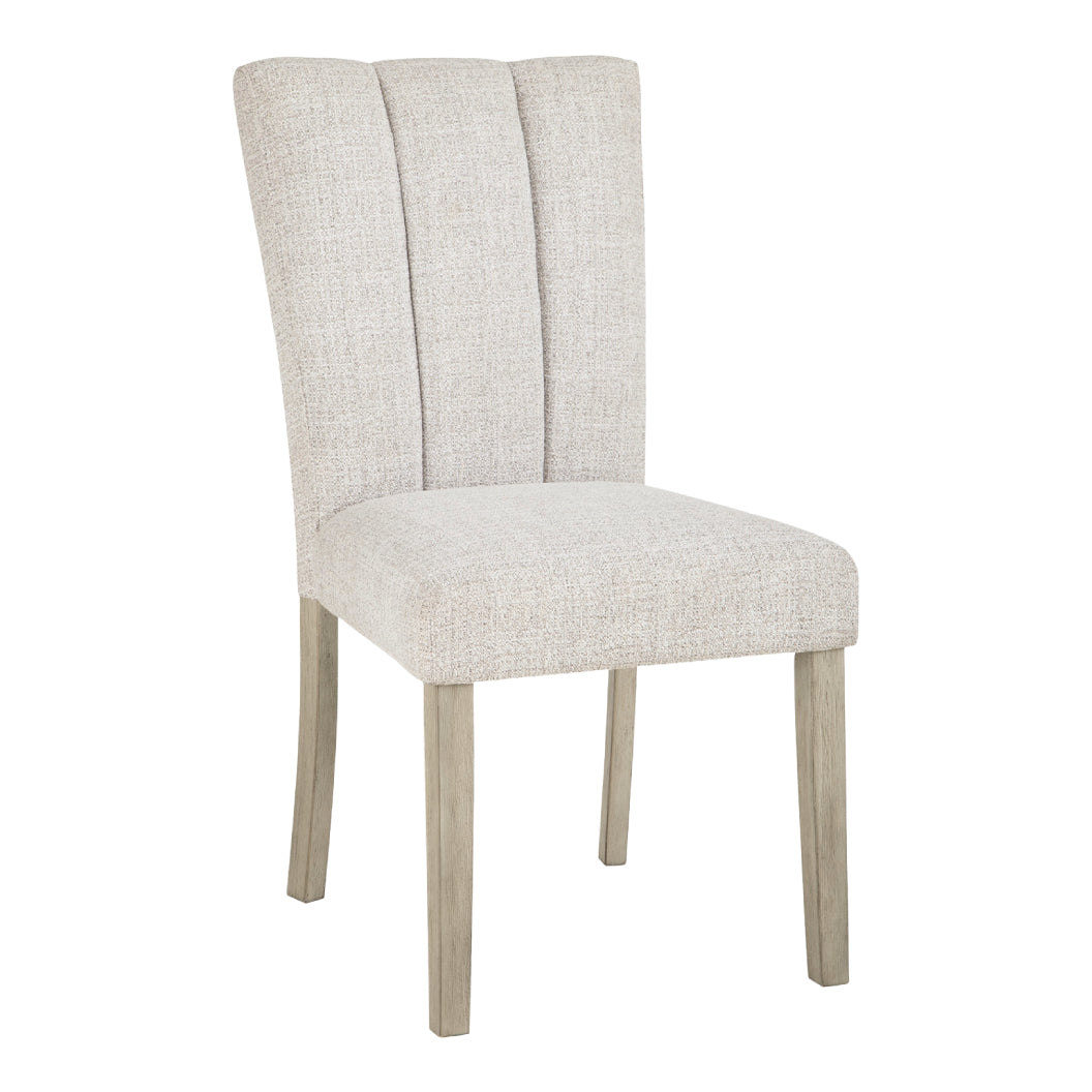 Ensemble de 2 chaises de salle à manger rembourrées en tissu gris pâle - Larawyn