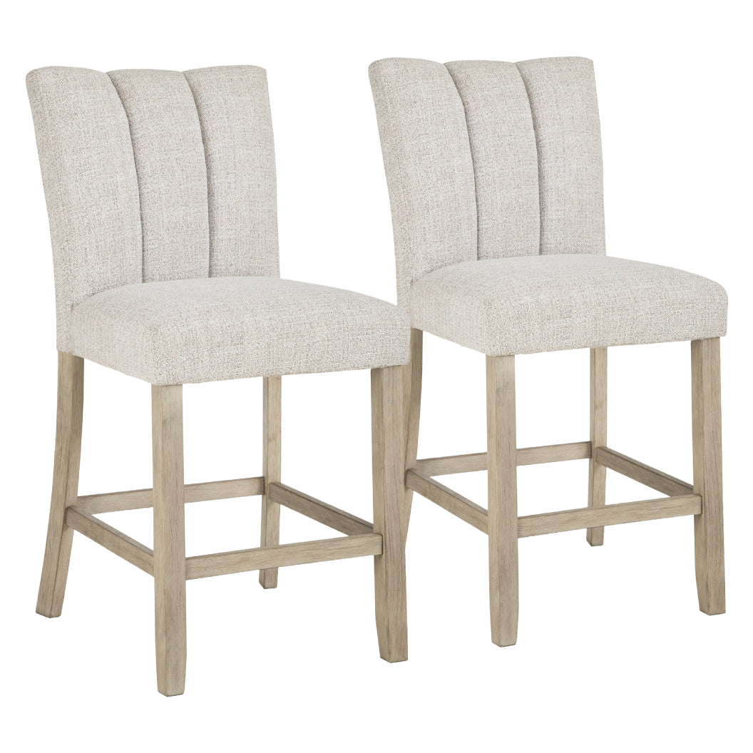 Ensemble de 2 tabourets de bar rembourrés en tissu gris pâle - Larawyn