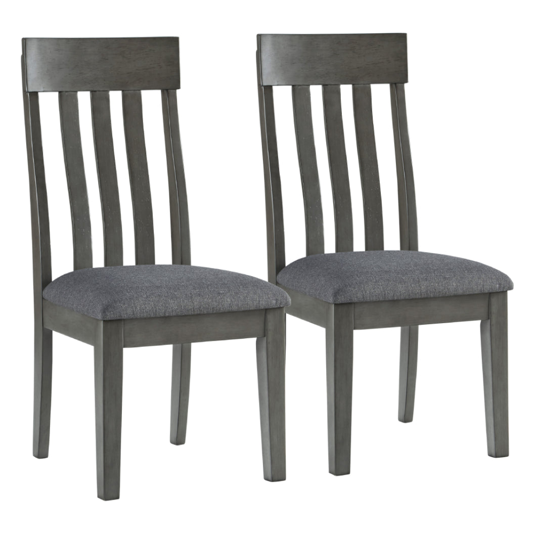 Ensemble de 2 chaises de salle à manger en bois avec assise rembourrée en tissu gris - Hallanden
