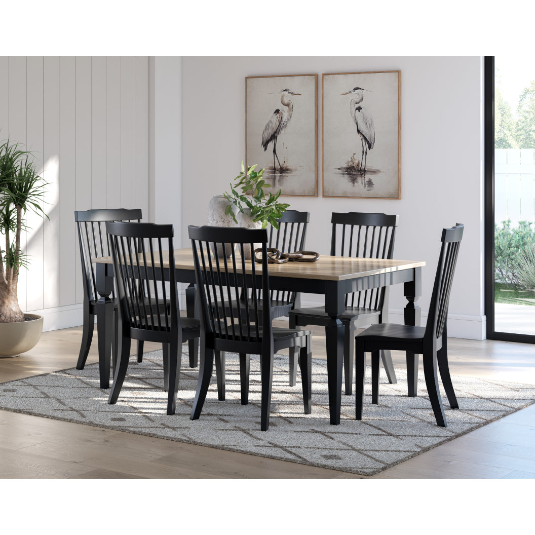 Ensemble de salle à manger avec 6 chaises en bois noir - Brenkerton